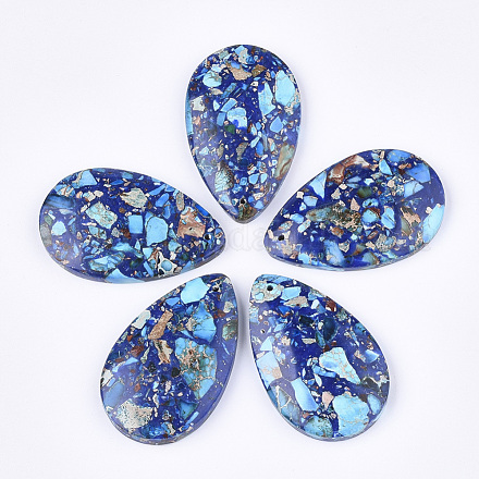 Jaspe impérial synthétique assemblé et pendentifs en lapis-lazuli naturel G-S329-075-1