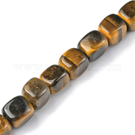 天然石タイガーアイビーズ連売り  直方体の  8.5~11x7.5~9x7.5~9mm  穴：1.2mm  約20個/連  7.72~8.74インチ（19.6~22.2cm） G-F743-02H-1