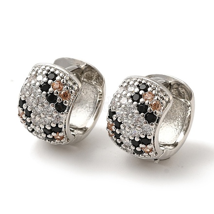 Серьги-кольца из латуни с микропаве из прозрачного кубического циркония EJEW-B062-27P-1