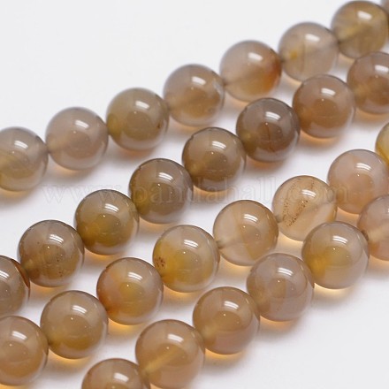 Round Natural Yellow Agate Bead Strands G-L419-77-1