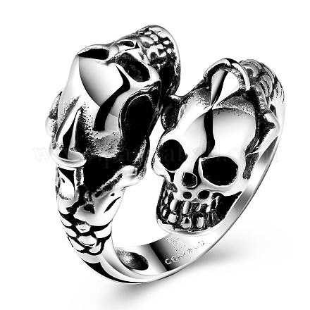 Le style punk rock anneaux crâne en acier inoxydable 316L de doigts pour les hommes RJEW-BB01205-11AS-1