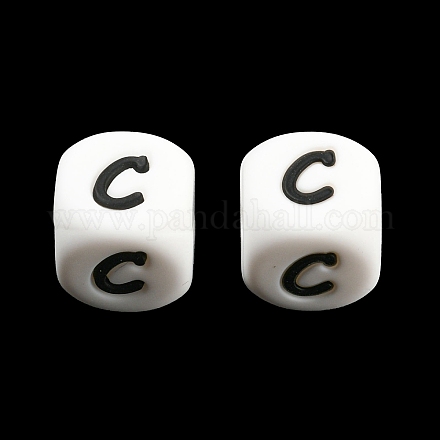 20 Stück weiße Würfelbuchstaben Silikonperlen 12x12x12 mm quadratische Würfel Alphabetperlen mit 2 mm Lochabstandshalter lose Buchstabenperlen für Armband-Halsketten-Schmuckherstellung JX432C-1
