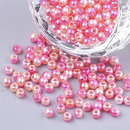 Cuentas de perlas de imitación de plástico ABS del arco iris OACR-Q174-4mm-04-1