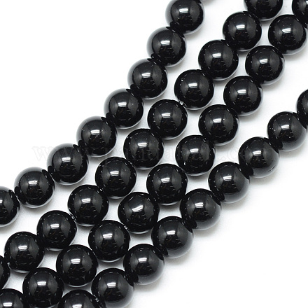 Chapelets de perle en pierre noire synthétique X-G-R345-4mm-35-1-1