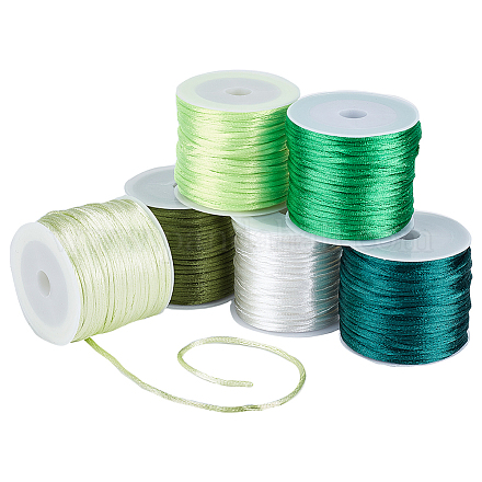 Pandahall elite 6 rollos 6 colores nylon rattail cordón satinado NWIR-PH0002-09B-01-1