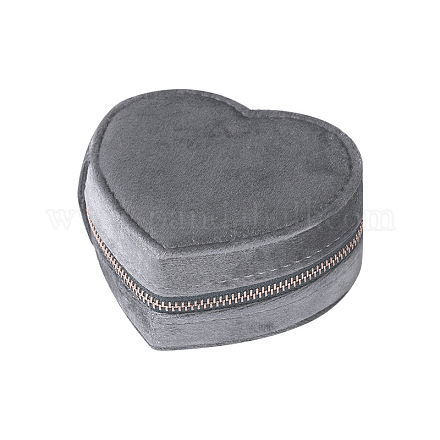 Сердечные бархатные коробки для хранения ювелирных изделий на молнии PAAG-PW0003-02C-1