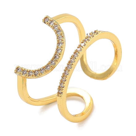 Открытые манжеты из латуни с микро-паве и кубическим цирконием для женщин RJEW-Z059-03G-1