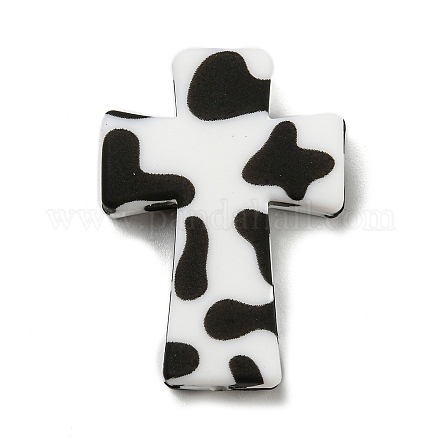 Крест с силиконовыми фокальными бусинами в виде коровы SIL-G006-02D-1