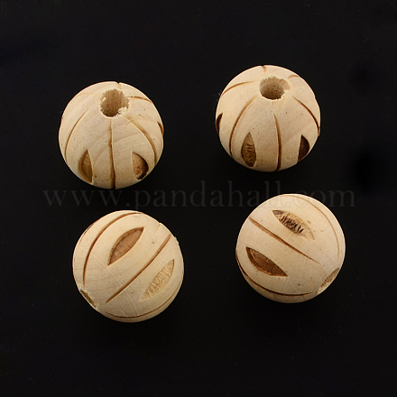 Undyed Natural Wood Round Beads WOOD-R253-21-LF-1