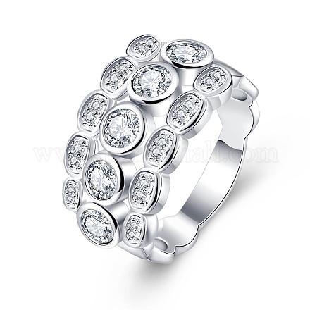 Женские серебряные цветные латунные кольца с цирконием на палец RJEW-BB00471-01-1