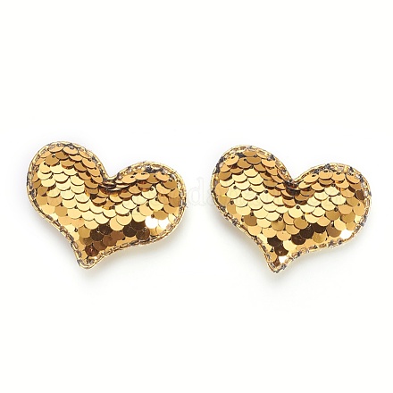 Glitter Sequins Fabric Heart Padded Patches DIY-WH0083-A03-1
