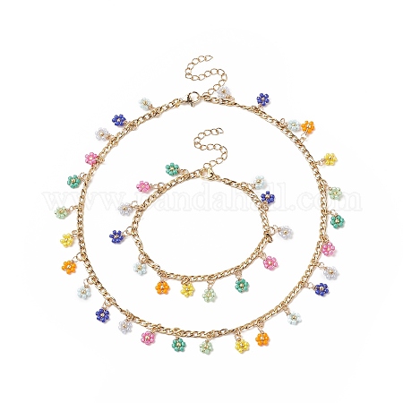 Wholesale Glass Braided Flower Charm Bracelet & Necklace 