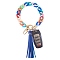Chain Link Wristlet Keychain, Acrylic Bracelet Tassel Keychain, with Alloy Findings, Colorful, 28.5cm