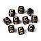 Opaque Acrylic Beads, Golden Metal Enlaced, Cube with Letter, Black, Letter C, 4.5~5x4.5~5x4.5~5mm, Hole: 2mm, about 6250pcs/500g
