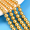 Baking Painted Pearlized Glass Pearl Bead Strands, Round, Gold, 8mm, Hole: 0.8mm, about 51~52pcs/strand, 15.75~15.94 inch(40~40.5cm)