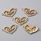 Alloy Crystal Rhinestone Connector Charms, Heart Links, Light Gold, Word, 15.5x28.5x2.5mm, Hole: 1.6mm