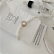 White Plastic Imitation Pearl Beaded Belly Chains, Alloy Crystal Rhinestone Buckle Waist Belts, Golden, Flat Round, 650mm