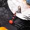 Halloween Handmade Glass Seed Beaded Pendants Decorations, with Alloy Lobster Claw Clasps, with Enamel Bat, Mixed Color, 68mm