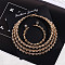 Flat Round Alloy Rhinestone Chain Bracelets & Stud Earrings & Multilayer Chain Necklaces, Golden, 125mm & 55mm