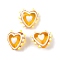 Handmade Lampwork Beads, Heart, with Enamel, Gold, 15~15.5x16.5x8.5~9.5mm, Hole: 1.4mm
