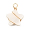 Natural Freshwater Shell Pendants, with Real 18K Gold Plated Eco-Friendly Copper Wire, Star, Creamy White, 24x18x4mm, Hole: 4mm