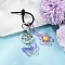 Acrylic Butterfly & Resin Flower Pendant Keychains, with Silicone Cable Zip Ties and Zinc Alloy Lobster Claw Clasps, Medium Purple, 100mm