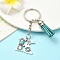 Alloy with Resin Imitation Synthetic Turquoise Keychain, with Tassel Pendant and Iron Rings, Letter K, 8cm, Pendant: 26~35mm
