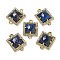 Natural Lapis Lazuli Faceted Square Links, Rack Plating Brass Micro Pave Clear Cubic Zirconia Connector Charms, Golden, 16x11.5x4.5mm, Hole: 1.4mm