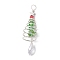 Christmas Theme Copper Wired Glass Big Pendants, with Brass Star, Christmas Tree, Faceted, Silver, Clear, 54~55x15mm, Hole: 4mm