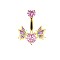 Brass Rhinestone Nipple Rings, Golden, Heart, 30mm