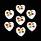 Handmade Lampwork Beads, Heart with Flower, White, 15~16x16~17x8~10mm, Hole: 1.2~1.6mm