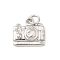 Brass Pendants, Camera Charms, Long-Lasting Plated, Lead Free & Cadmium Free, Rack Plating, with Jump Ring, Platinum, 12x13x4mm, Hole: 3mm