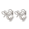 Bowknot Brass Hoop Earrings for Women, Real Platinum Plated, 10.5x10mm