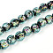Handmade Foil Glass Beads Strands, Round, Turquoise, 8~8.5mm, Hole: 1.5~1.6mm, about 60pcs/strand, 18.11~18.50 inch(46~47cm)