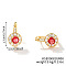Elegant European and American Style, Flat Round Brass Cubic Zirconia Hoop Earrings, Golden, Red, 17x10mm