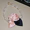 Rose Cloth Plastic Pearl Beaded Choker Necklaces, Misty Rose, 12.99 inch(33cm)