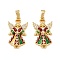 Brass Micro Pave Cubic Zirconia Enamel Pendants, Angel, Rack Plating, Cadmium Free & Lead Free, Long-Lasting Plated, Golden, Colorful, 22x13x4mm, Hole: 3x3.5mm
