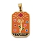 Ion Plating(IP) 304 Stainless Steel Enamel Pendants, Real 18K Gold Plated, Tarot Charm, Flower, 32x19.5x2mm, Hole: 7.5x4mm