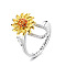 Adjustable Brass Rhinestone Rotating Cuff Rings, Letter & Sunflower, with Word You are My Sunshine, Fidget Spinner Ring for Calming Worry Meditation, Platinum & Light Gold, Letter U, Inner Diameter: 15~20mm