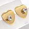Brass & Glass & Plastic Stud Earrings, Real 18K Gold Plated, Heart, 20x20mm
