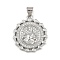 Brass Micro Pave Cubic Zirconia Pendants, Cadmium Free & Lead Free, Religion, Flat Round, Platinum, 24x21x3.5mm, Hole: 4.5x3.5mm