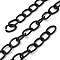Oxidation Aluminum Faceted Curb Chains, Diamond Cut Cuban Link Chains, Unwelded, with Spool, Black, 10x6x1.6mm