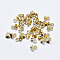 Brass Bead Cap Bails, Flat Round, Long-Lasting Plated, Nickel Free, Real 18K Gold Plated, 4x3.5mm, Hole: 2mm