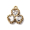 304 Stainless Steel Pendants, Clover, with Rhinestones, Golden, Leaf, 11.5x10.5x2.5mm, Hole: 1.2mm