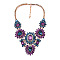 Alloy Glass Flower Statement Bib Necklaces for Women, Light Gold, Dark Orchid, 19.69 inch(50cm)