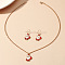 Christmas Theme Alloy Enamel Pendant Necklaces & Dangle Earrings Sets for Women, Santa Claus, Pendant: 20x18mm