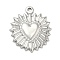 304 Stainless Steel Pendants, Heart Charm, Stainless Steel Color, 23x20x3mm, Hole: 1.6mm