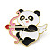 Newly-married Theme Enamel Pins, Alloy Brooches for Backpack Clothes, Panda wih Cupid's Arrow, 28.5x32.5mm