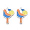 Alloy Enamel Sports Pendants, Pickleball Paddle Charms, Platinum, 35.5x22x1mm, Hole: 1.6mm
