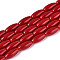 Opaque Glass Beads Strands, Rice, Dark Red, 9~9.5x4~4.5mm, Hole: 0.7~0.9mm, about 42~43pcs/strand, 14.96~15.35''(38~39cm)